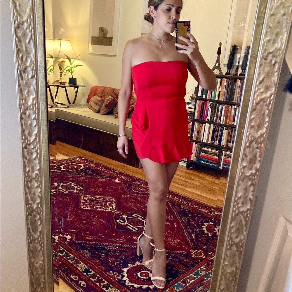 Amanda Uprichard Red Capri romper. Size small. New without tags.
